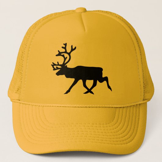 黒いトナカイ/カリブーのシルエット キャップ (正面)