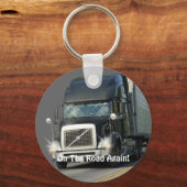 黒いトラックのトラックの運転手の芸術Keychain キーホルダー (正面)