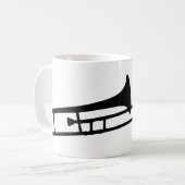 黒いトロンボーンの楽器アイコン コーヒーマグカップ (正面左)
