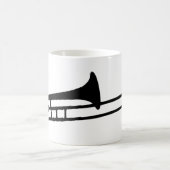 黒いトロンボーンの楽器アイコン コーヒーマグカップ (中央)