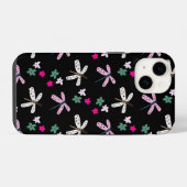 黒いトンボと花 iPhoneケース (裏面横)