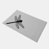 黒いトンボのシルエット（灰色） ドアマット (アングル)