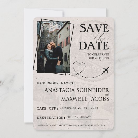 黒いドイツのパスポート日付を保存 セーブザデート (裏面)