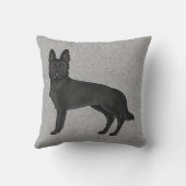 黒いドイツの羊飼いかわいい漫画の犬のグレー クッション (裏面)