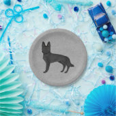 黒いドイツの羊飼いかわいい漫画GSDドッググレー ペーパープレート (パーティー)