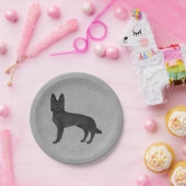 黒いドイツの羊飼いかわいい漫画GSDドッググレー ペーパープレート (パーティー)