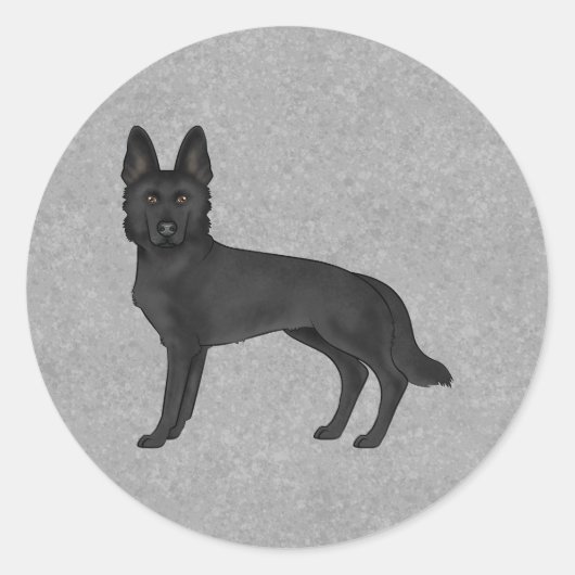 黒いドイツの羊飼いがかわいい漫画の犬が立ち上がり ラウンドシール (正面)