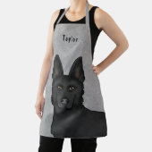 黒いドイツの羊飼いがかわいい犬の頭と名前グレー エプロン (インサイチュ)
