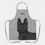 黒いドイツの羊飼いがかわいい犬の頭と名前グレー エプロン (正面)