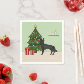 黒いドイツの羊飼いとフェスティバルクリスマスツリー スタンダードカクテルナプキン (インサイチュ)