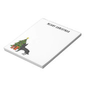 黒いドイツの羊飼いとフェスティバルクリスマスツリー ノートパッド (回転)