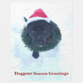 黒いドイツの羊飼いの子犬のリース フリースブランケット (正面)