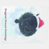 黒いドイツの羊飼いの子犬のリース フリースブランケット (正面(横))