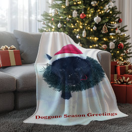 黒いドイツの羊飼いの子犬のリース フリースブランケット