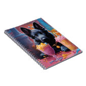 黒いドイツの羊飼いの子犬、アイスクリーム ノートブック (右側)