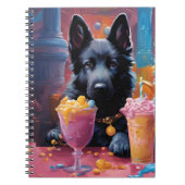 黒いドイツの羊飼いの子犬、アイスクリーム ノートブック (正面)