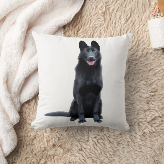 黒いドイツの羊飼いの水の色のアー絵を描ト クッション (ブランケット)