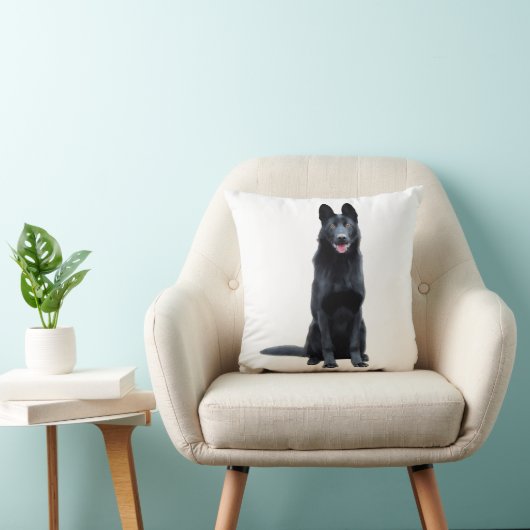黒いドイツの羊飼いの水の色のアー絵を描ト クッション (椅子)
