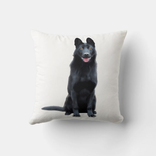 黒いドイツの羊飼いの水の色のアー絵を描ト クッション (裏面)