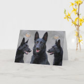 黒いドイツの羊飼いコラージュ カード (黄色い花)