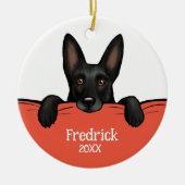 黒いドイツの羊飼いパーソナライズされた犬 セラミックオーナメント (正面)