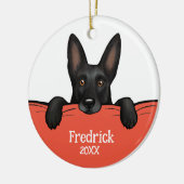 黒いドイツの羊飼いパーソナライズされた犬 セラミックオーナメント (左)
