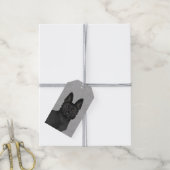 黒いドイツの羊飼い可愛い犬の頭クローズアップグレー ギフトタグ (より糸付き)