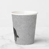 黒いドイツの羊飼い漫画の犬が灰色に立って 紙コップ (左)