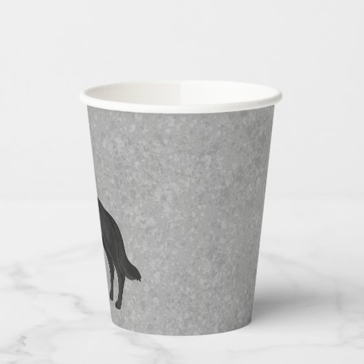 黒いドイツの羊飼い漫画の犬が灰色に立って 紙コップ (左)