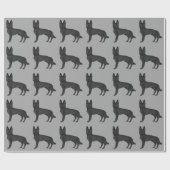 黒いドイツの羊飼い漫画の犬のパターン灰色 ラッピングペーパー (フラット)