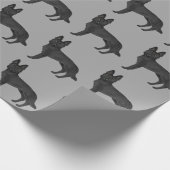 黒いドイツの羊飼い漫画の犬のパターン灰色 ラッピングペーパー (角)