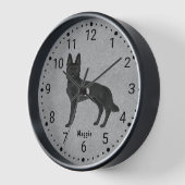黒いドイツの羊飼い漫画の犬の番号付き時計 壁時計 (傾斜)
