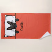 黒いドイツの羊飼い犬かわいいパーソナライズされた ビーチタオル (正面)