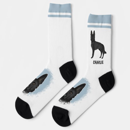 黒いドイツの羊飼い犬と名前をカスタムする ソックス (左)