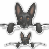 黒いドイツの羊飼い犬のぞき シール (正面)