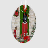 黒いドイツの羊飼い犬のクリスマス オーナメント (正面)