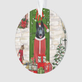 黒いドイツの羊飼い犬のクリスマス オーナメント (正面)