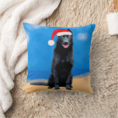 黒いドイツの羊飼い犬のクリスマス クッション (ブランケット)