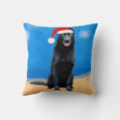 黒いドイツの羊飼い犬のクリスマス クッション (裏面)