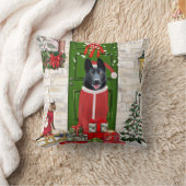 黒いドイツの羊飼い犬のクリスマス クッション (ブランケット)