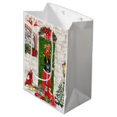 黒いドイツの羊飼い犬のクリスマス ミディアムペーパーバッグ (正面アングル)