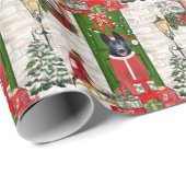 黒いドイツの羊飼い犬のクリスマス ラッピングペーパー (ロールコーナー)