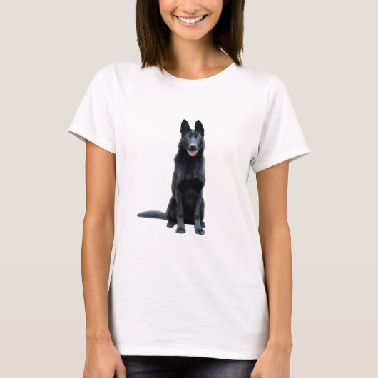 黒いドイツの羊飼い犬の水の色のアー絵を描ト Tシャツ (正面)