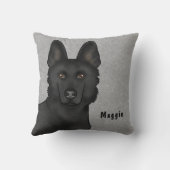 黒いドイツの羊飼い犬の頭と名前をカスタムする クッション (裏面)
