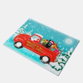 黒いドイツの羊飼い犬クリスマスデリバリートラック ドアマット (アングル)