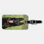 黒いドイツの羊飼い犬 – GSD子犬 ラゲッジタグ (正面横)