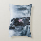 黒いドイツの羊飼い雪ダベットカバー アクセントクッション (裏面(縦))