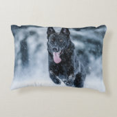 黒いドイツの羊飼い雪ダベットカバー アクセントクッション (裏面)