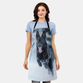 黒いドイツの羊飼い雪ダベットカバー エプロン (着用した状態)