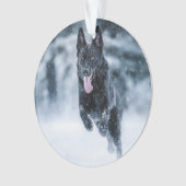 黒いドイツの羊飼い雪ダベットカバー オーナメント (正面)